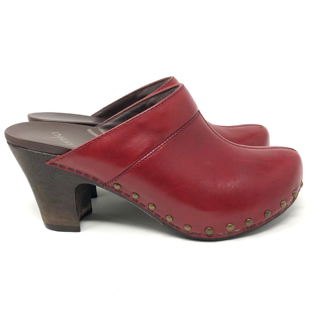 Dansko Rae Studded Leather Heeled Mule Red EU 39